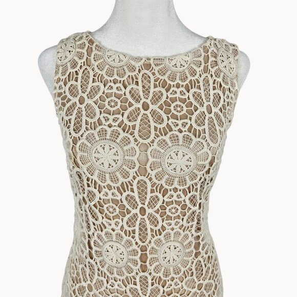 Boho Victorian Antique Revival Lace Short Party Glam Dress Joseph Ribkoff 6 Whit - Picture 5 of 16